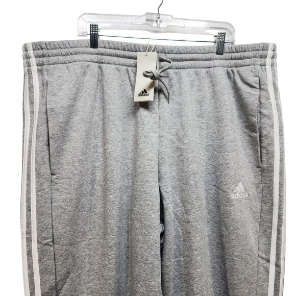 Adidas Mens Size 3XLT Gray Jogger Pants W/ White Stripes Drawstring Waist - Picture 6 of 10